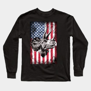 Patriotic Dinosaurs American Flag Long Sleeve T-Shirt